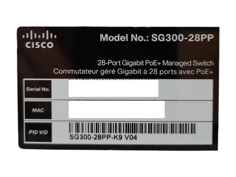Cisco SG300-28PP, 28-Port Gigabit PoE+ Managed Network Switch, 2x SFP