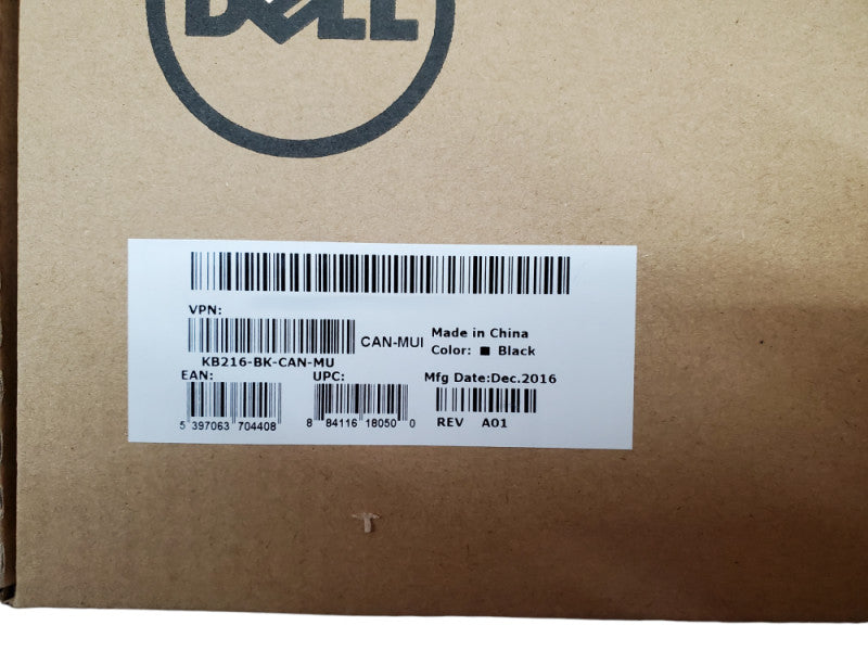 Dell USB Keyboard KB216 Slim Wired Black | KB216-BK-CAN-MU | New Open Box Q