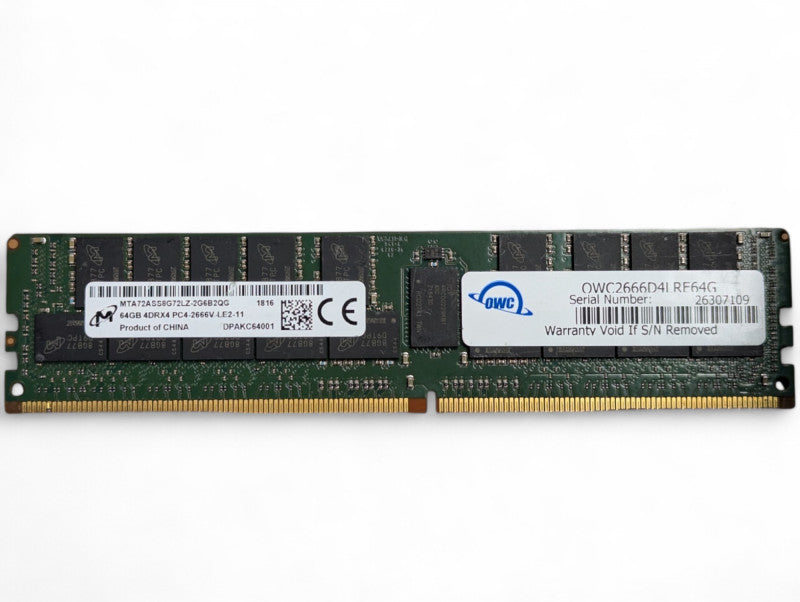 64GB Micron DDR4 Server Memory Module 64GB 4DRx4 PC4-2666V-LE2-11 -