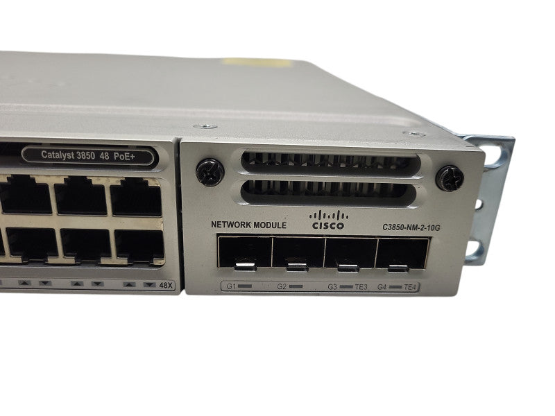 Cisco WS-C3850-48F-S 48 Port GB PoE+ 3850 Switch w/ C3850-NM-2-10G and 2x PSU Q$