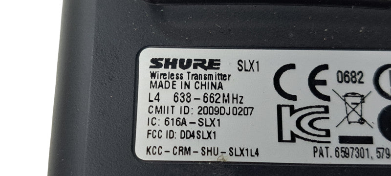 Shure SLX1 L4 Wireless Bodypack Transmitter 638-662MHz Range W/ Microphone