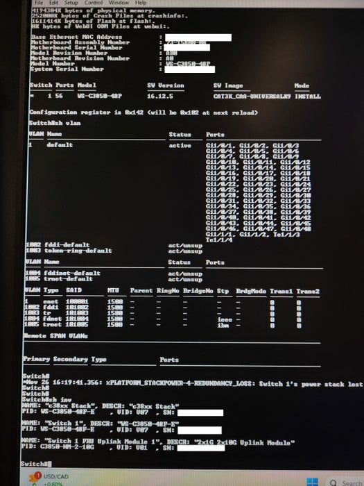 Cisco WS-C3850-48F-E 48-Port PoE Ethernet Network Switch C3850-NM-2-10G $