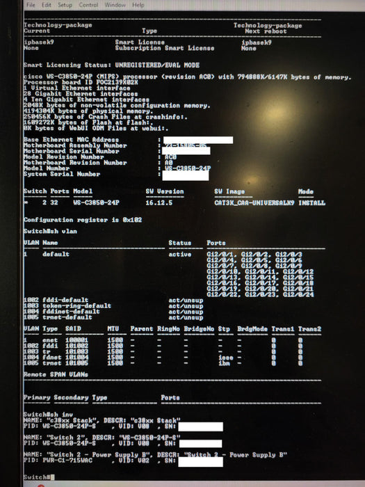 Cisco WS-C3850-24P-S 24 Port Gigabit PoE+ Switch Q$