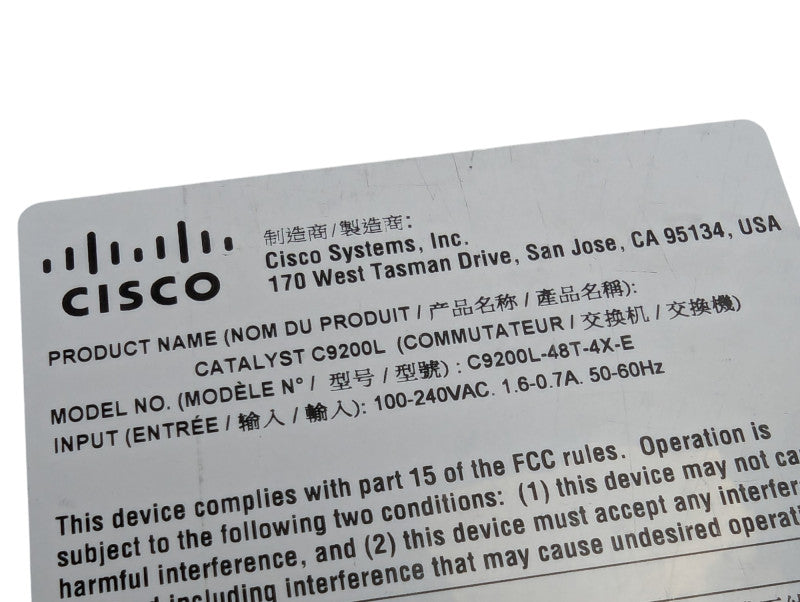 Cisco Catalyst 9200L 48 4x10G C9200L-48T-4X-E V01 Network Switch  -