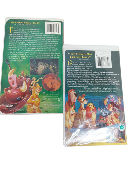 2 Disney VHS Bundle of Lion King & Lady and the Tramp  =