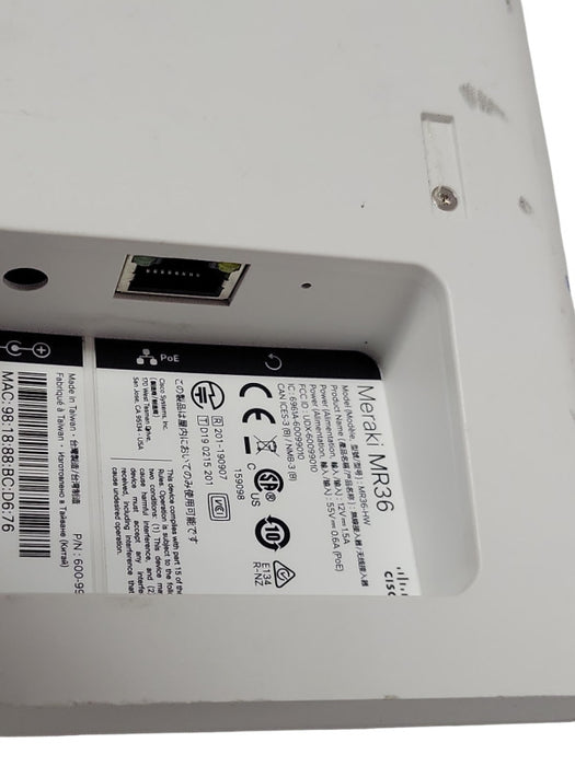 Cisco Meraki MR36-HW Cloud Managed Wireless Access Point Unclaimed _