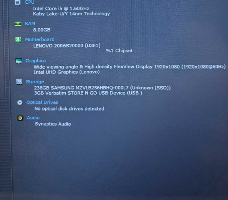 Lenovo  L13 Yoga TOUCH i5-10210U@1.6GHz  8GB RAM 256GB SSD   Lap200