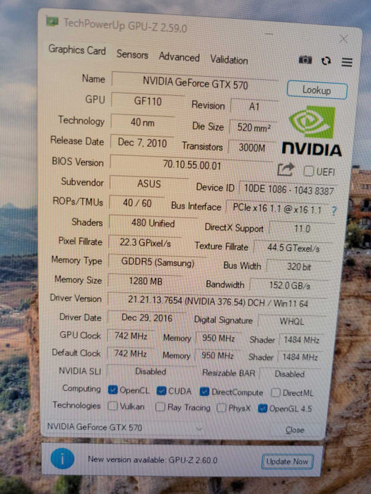 ASUS NVIDIA GTX 570 1280MB PCIE %