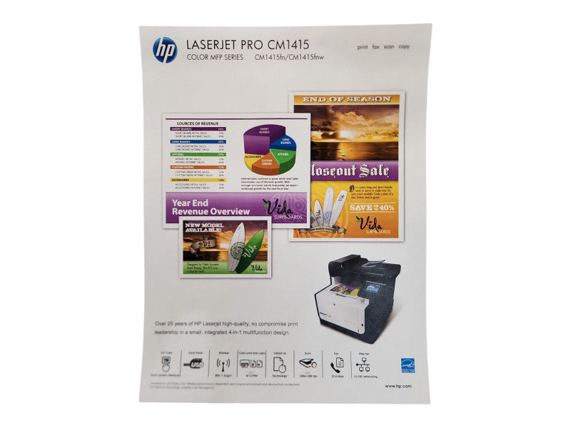 HP LaserJet Pro CM1415fnw Color MFP AIO Color Laser Printer w/ Toner
