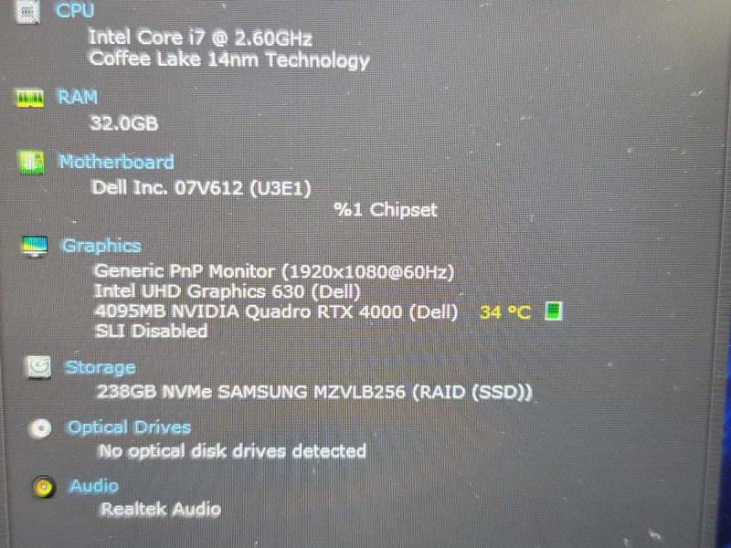 Dell Precision 7740| i7-9750H| 32GB DDR4| RTX 4000| 256GB SSD  β Lap200