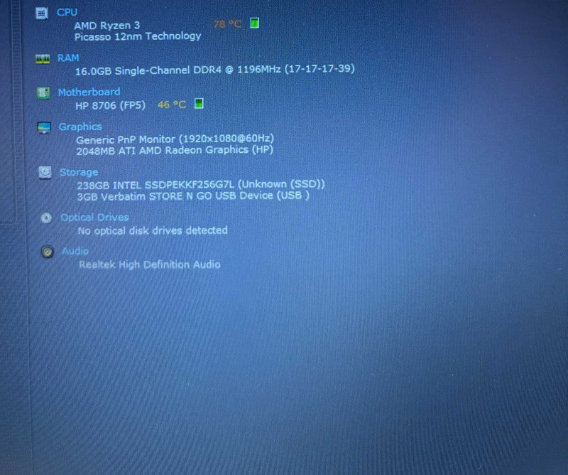 HP Laptop 15 AMD Ryzen 3 3250U@2.6GHz 16GB RAM 256GB SSD READ  BudLap
