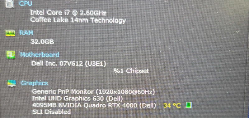 Dell Precision 7740| i7-9750H| 32GB DDR4| RTX 4000 FOR PARTS/REPAIR  β Lap200