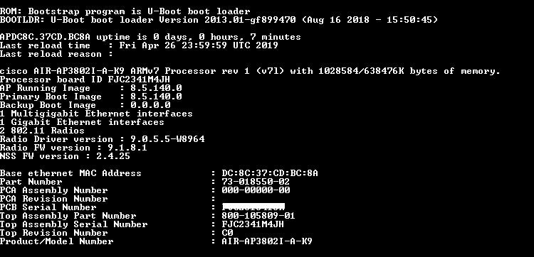 Cisco AIR-AP3802I-A-K9 802.11AC DUAL BAND AP, Factory Reset