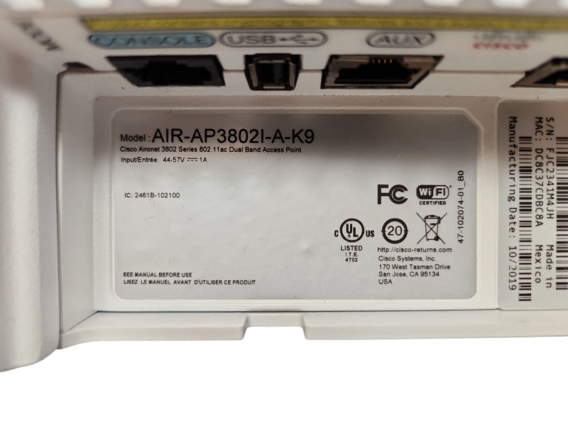 Cisco AIR-AP3802I-A-K9 802.11AC DUAL BAND AP, Factory Reset