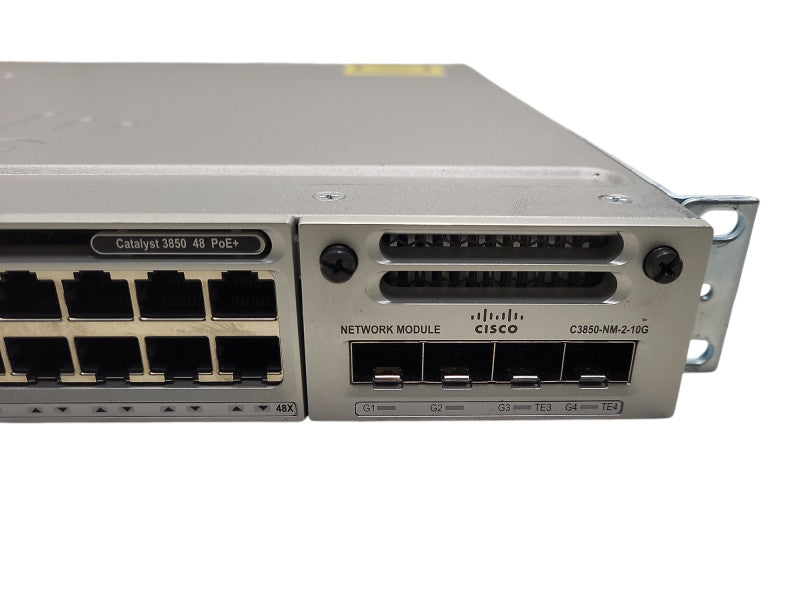 Cisco WS-C3850-48F-S 48 Port GB PoE+ 3850 Switch w/ C3850-NM-2-10G  $