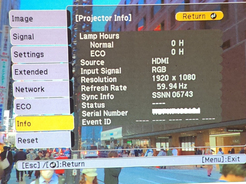 Epson H719A EX3240 3LCD 3000 Lumens Projector Lamp Hours: 0Hr w/ Remote & Bag