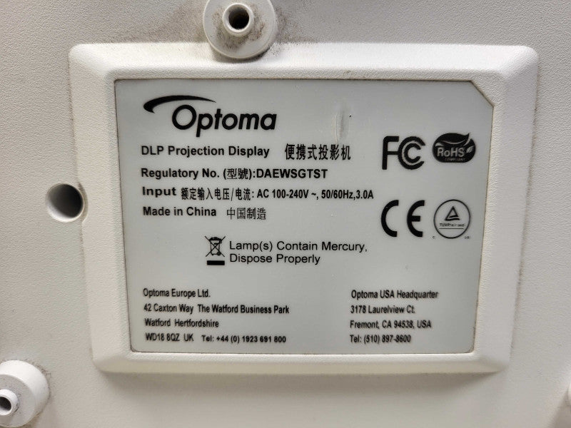 Optoma DAEWSGTST Widescreen DLP Projector No Remote controller $