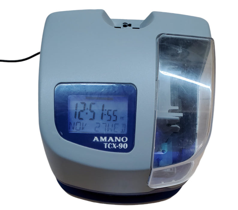 Amano TCX-90 Time Punch Card Clock Employee W/Power Cord & Clock
