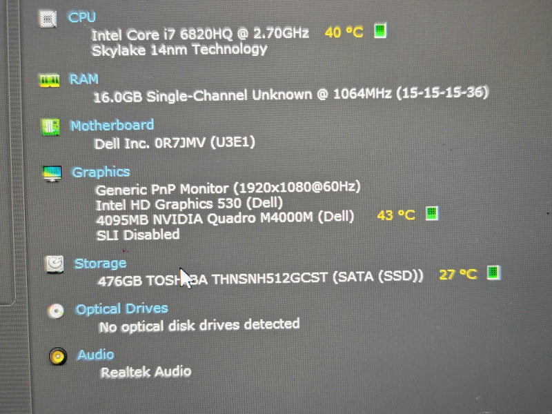 Dell Precision 7720| i7-6820HQ| 16GB DDR4| Quadro M4000| 512GB SSD| READ β BudLap