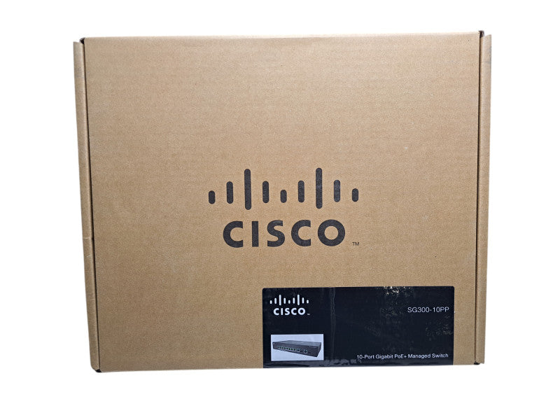 (New Open Box) Cisco SG300-10PP-K9 | 10-Port Gigabit PoE+ Managed Switch