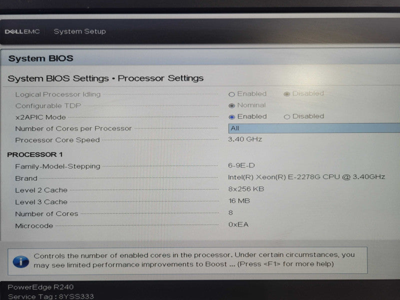 Dell PowerEdge R240 1U Server Xeon E-2278G @ 3.4GHz 64GB RAM PERC 3.5" H330 !