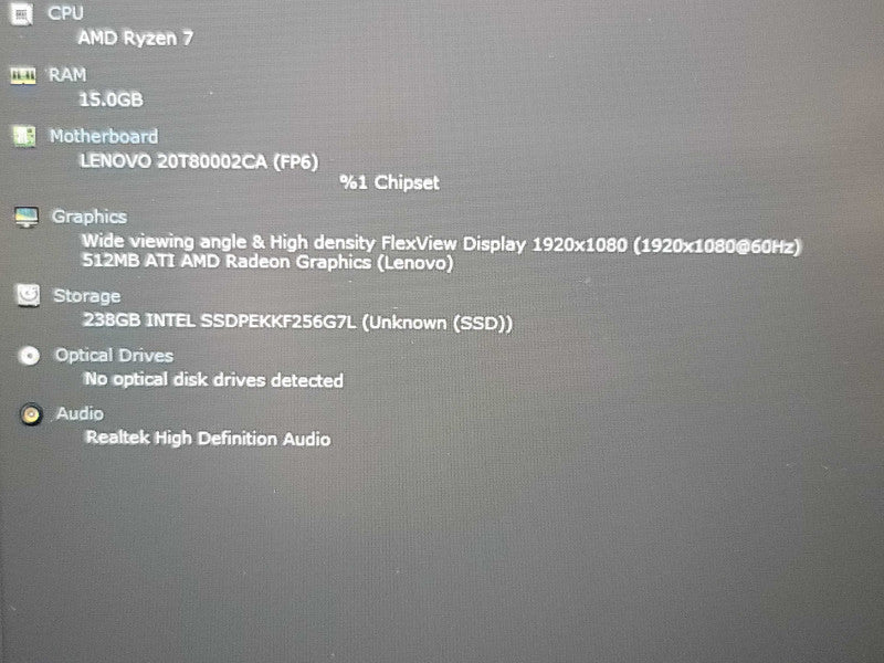 Lenovo ThinkPad E15 Gen 2| Ryzen 7-4700u| 16GB DDR4| 256GB SSD FOR PARTS/REPA β Lap200