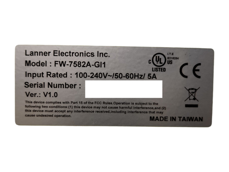 Lanner Electronics FW-7582A-LE1 Network Appliance, No HDD