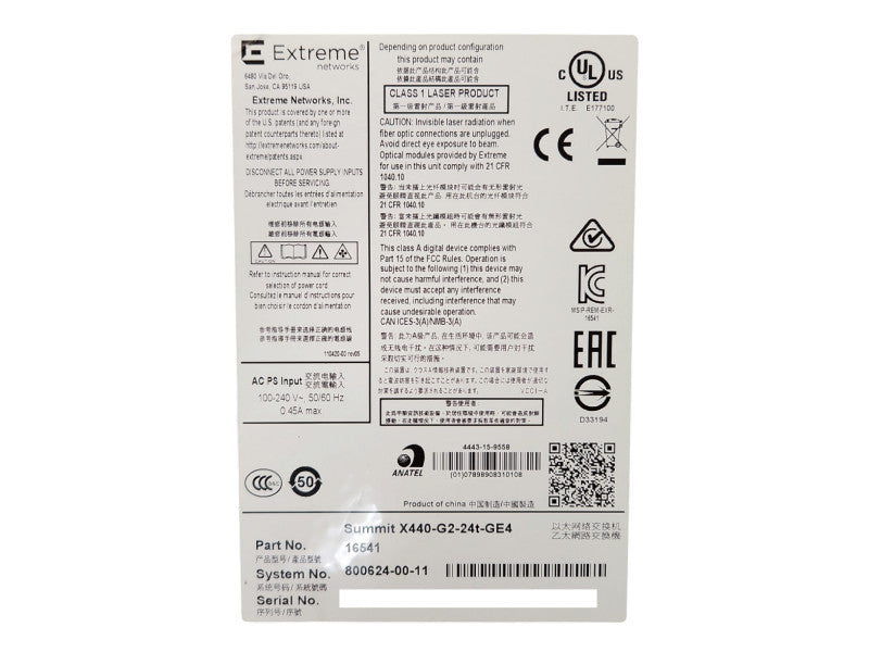Extreme Networks X440-G2-24t-GE4 Ethernet Switch