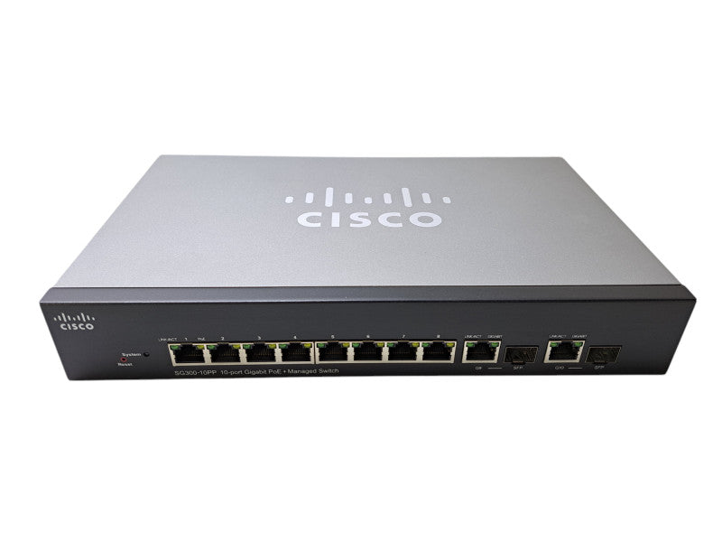 Cisco SG300-10PP-K9 | 10-Port Gigabit PoE+ Managed Switch w/ Power Adapter