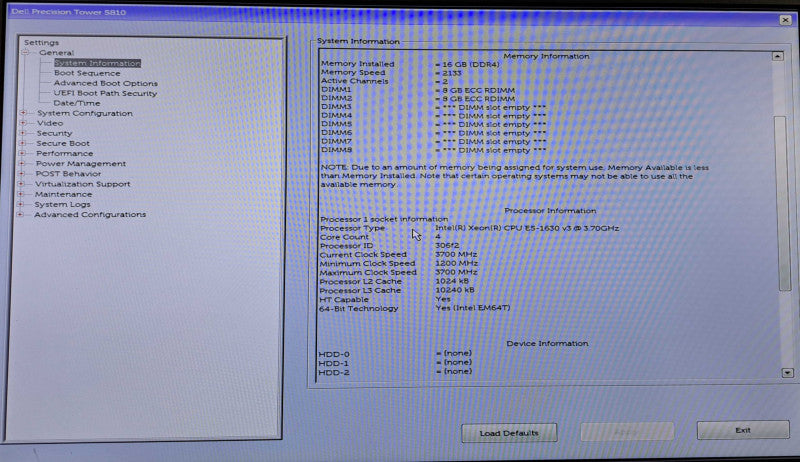 Dell Precision T5810 | Xeon E5-1630 v3 @ 3.70GHz, 16GB DDR4, No HDD/GPU