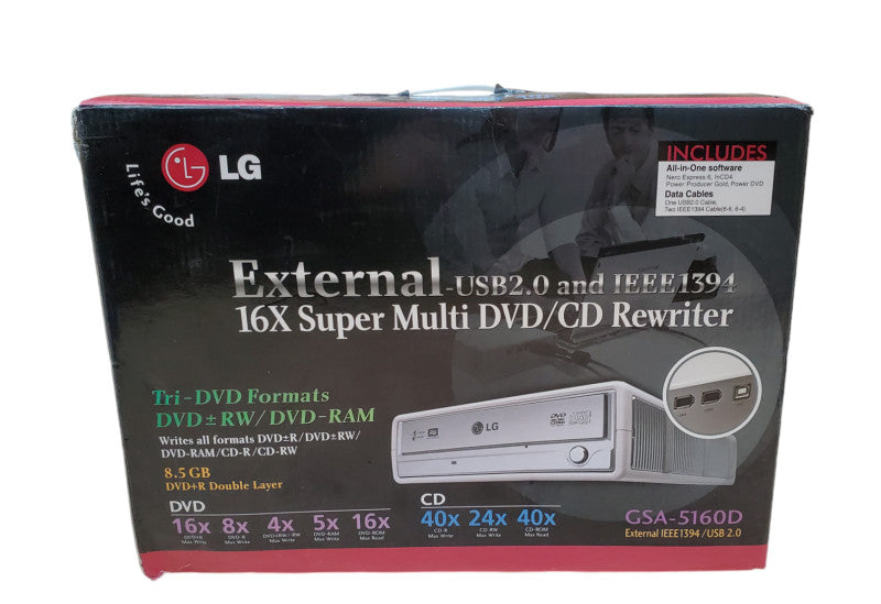 LG 16X External Super Multi DVD/CD Rewriter GSA-E-5160D | Open Box