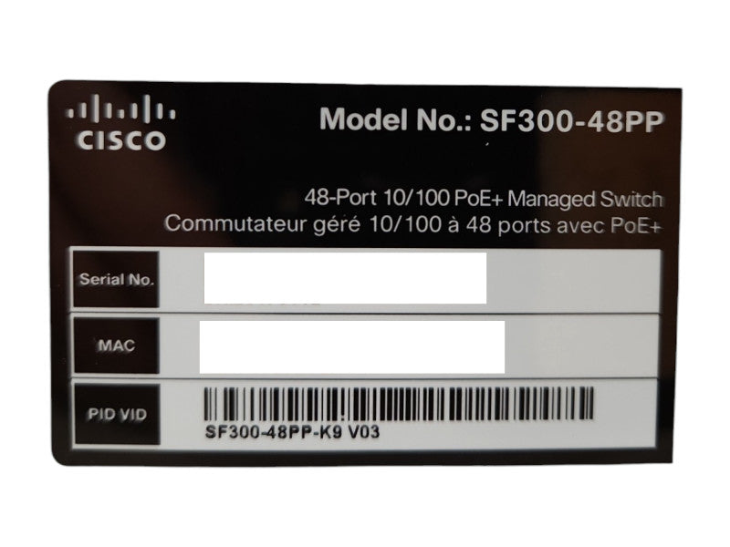 Cisco Small Business SF300-48PP 10/100 PoE+ Managed Network Switch