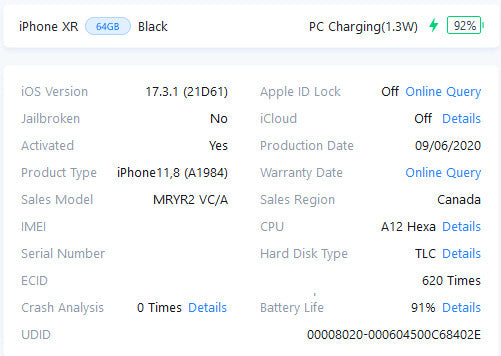Apple iPhone XR - 64GB - Space Gray [A1984 | Read] (