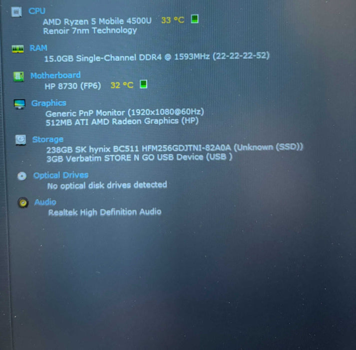 HP ProBook 455 G7 AMD Ryzen 5 4500U Radeon GPU 16GB RAM 256GB SSD  Lap200