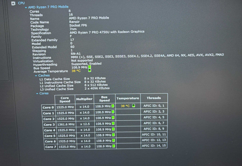 HP EliteBook 855 G7 AMD Ryzen PRO 4750U@1.7GHz 16GB RAM 512GB SSD  Lap200