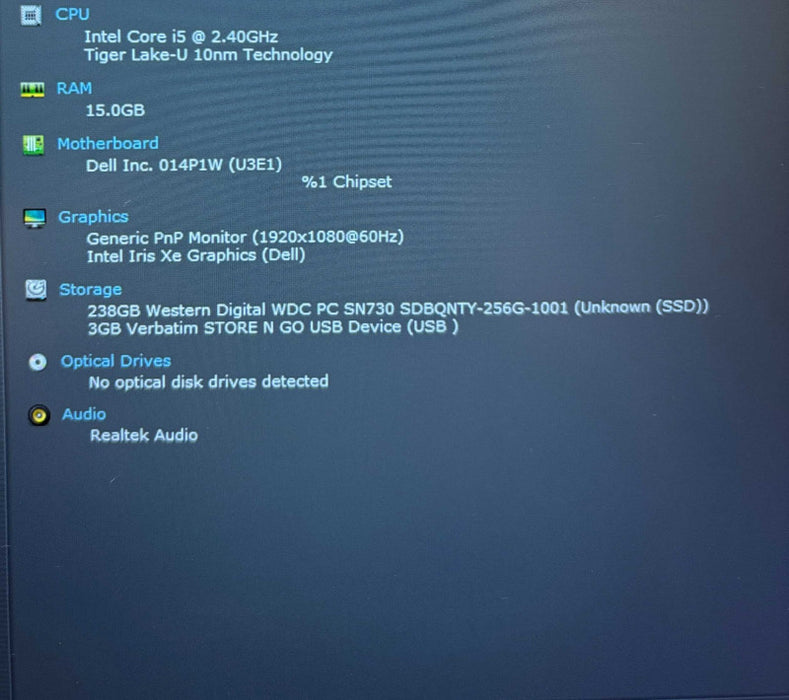 Dell Latitude 5420 i5-1135 G7 16Gb RAM 256GB SSD No Power Adapter READ! Q Lap200
