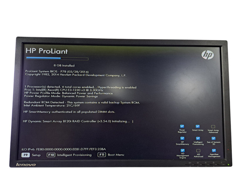 HP ML310e Gen8 v2 Tower | Xeon E3-1230 v3 @ 3.30GHz, 8GB Ram, B120i RAID