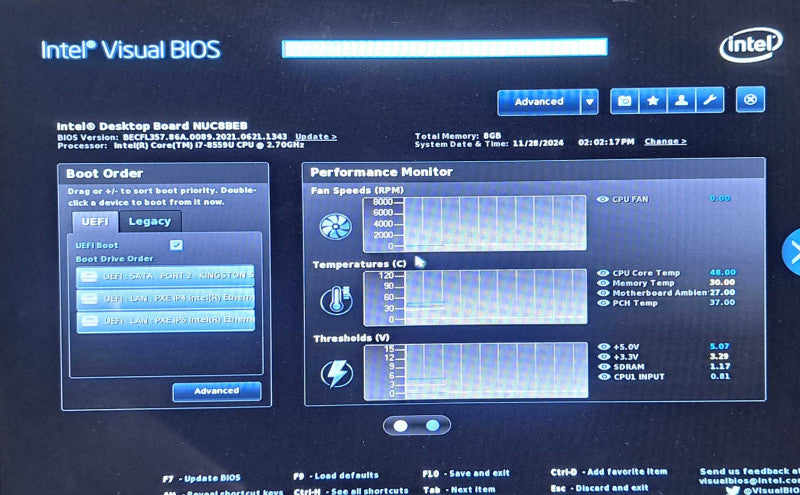 Intel NUC BOXNUC8i7BEH1 i7-8559U| 8GB RAM| 256GB SSD NVMe
