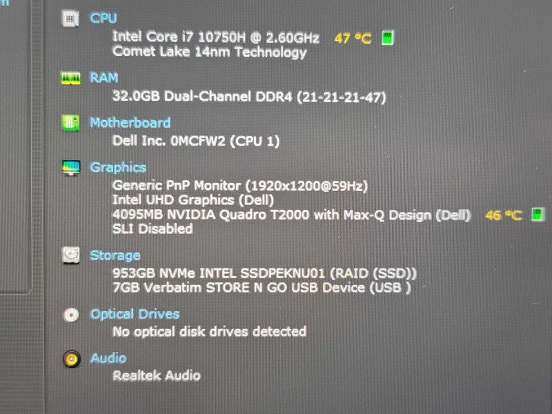 Dell Precision 5550| i7-10750H| 32GB DDR4| Quadro T2000| 1TB SSD  β Lap200
