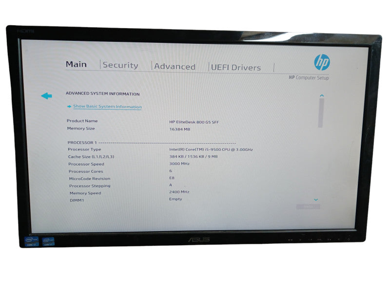 Intel EliteDesk 800 G5 SFF i5-9500 @ 3.00Ghz 16GB DDR4