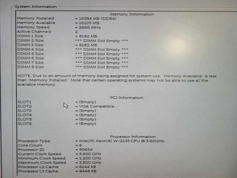 Dell Precision T5820 Xeon W-2133 @ 3.60GHz 6C, 16GB DDR4, No HDD, QUADRO P400 425W PSU !