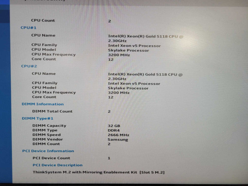 Lenovo ThinkSystem SR630 1U 8x2.5", Xeon Gold 5118 2.30GHz, 64GB DDR4, 2x PSU !
