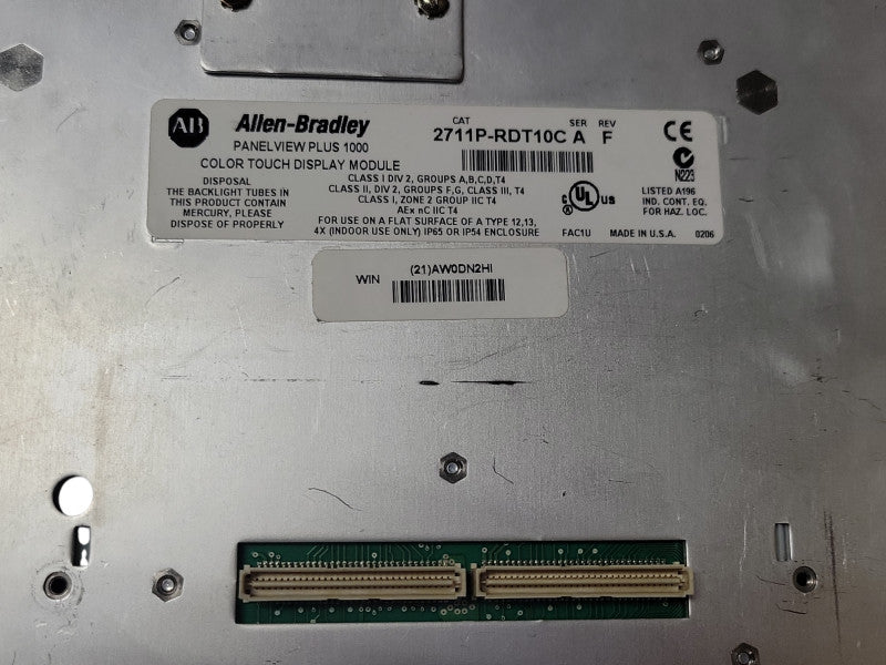 Allen Bradley 2711P-RDT10C PanelView Plus 1000 Color Touch Display 10.4" SEE _
