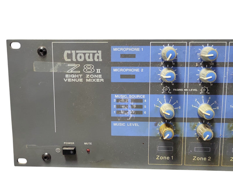Cloud Electronics Z8ii 8 Eight Zone Venue Mixer 19" Rack Mountable 3U, READ _