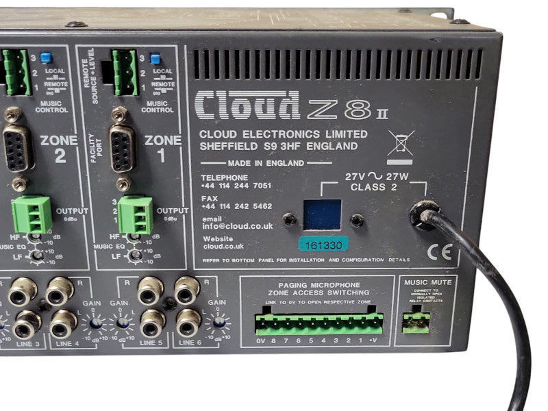 Cloud Electronics Z8ii 8 Eight Zone Venue Mixer 19" Rack Mountable 3U, READ _