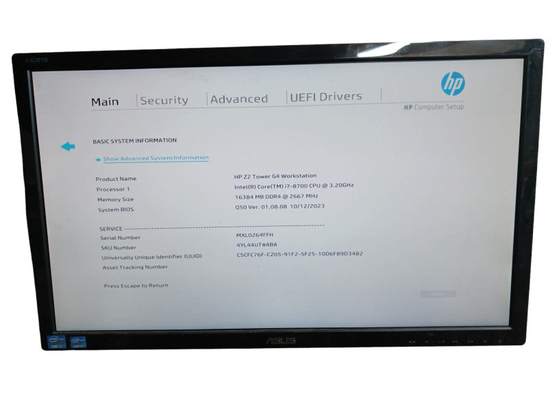 HP Z2 Tower G4 Workstation i7-8700 3.20Ghz 16GB RAM Quadro K2200