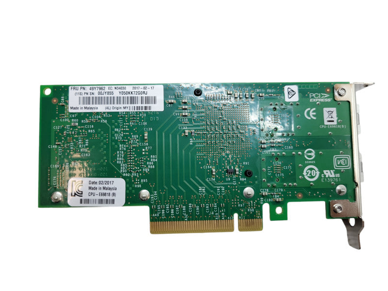 Lenovo Network adapter X520-DA2 2-Port 10GbE SFP+ PCI-E LP - 49Y7960 00JY855 %