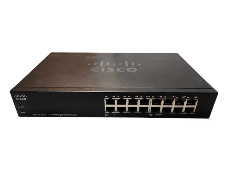 Cisco SG110-16HP 16-Port Gigabit PoE Unmanaged Switch