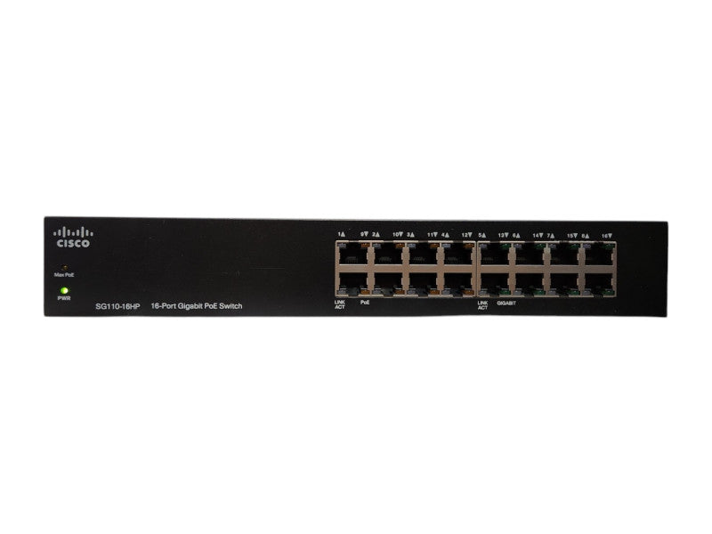 Cisco SG110-16HP 16-Port Gigabit PoE Unmanaged Switch