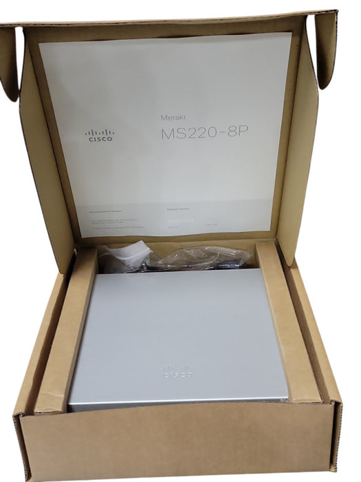 New Open-Box Cisco Meraki MS220-8P, 8-Port Gigabit PoE Network Switch Q_
